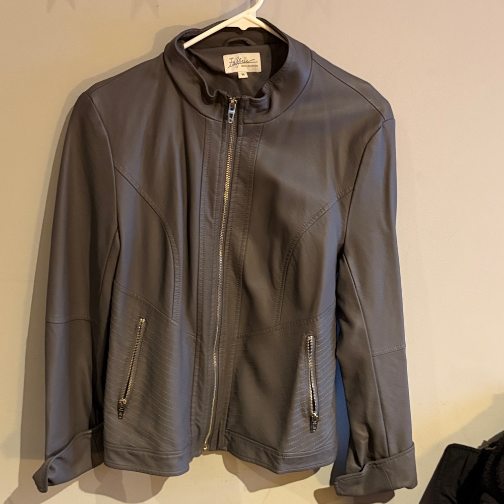 Charcoal Faux Leather Jacket